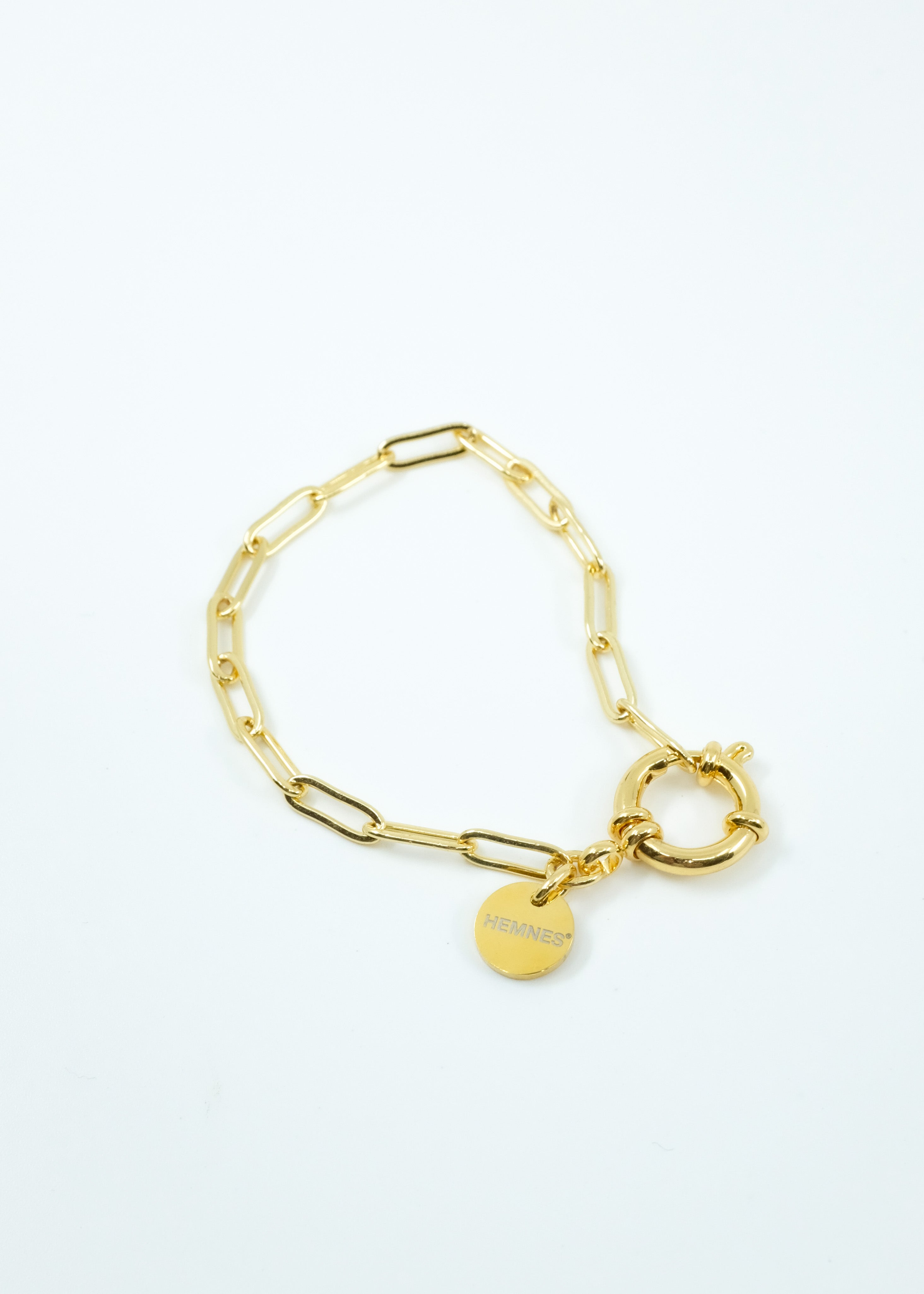 Grand Initial Paper Clip Bracelet – Baby Gold